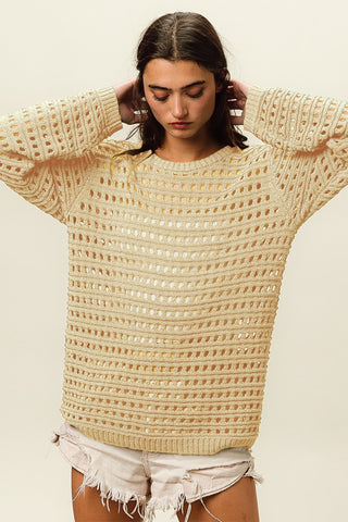 Round Neck Openwork Knit Cover Up