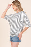 Striped Boat Neck Dolman Sleeve Top