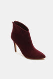 Suede Stiletto Ankle Booties with Back Zippers