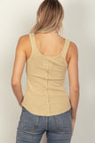 Washed Ribbed Tank with Placket Detail