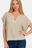 Short Sleeve Side Slit Sweater