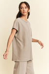 Round Neck Short Sleeve Top and Pants Set