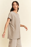 Round Neck Short Sleeve Top and Pants Set