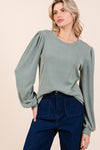 Round Neck Long Sleeve Rib Knit Top