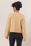 Round Neck Dropped Shoulder Ribbed Sweater