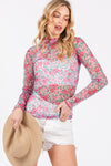 Floral Mesh Long Sleeve Top