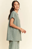 Round Neck Short Sleeve Top and Pants Set