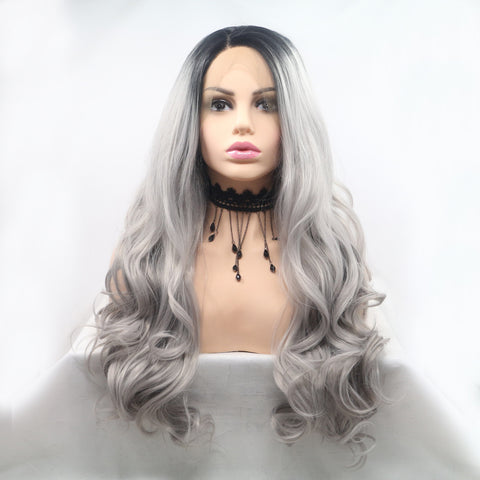 Lace Front Wigs Synthetic Long Wavy 24" 130% Density