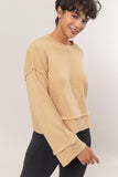 Round Neck Dropped Shoulder Ribbed Sweater