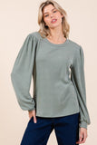 Round Neck Long Sleeve Rib Knit Top