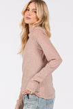 SAGE + FIG Glitter Mock Neck Lettuce Hem Long Sleeve Top