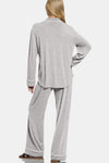 Button Down Long Sleeve Top and Pants Lounge Set