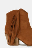 Suede Fringe Point Toe Ankle Boots