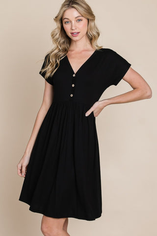 V-Neck Short Sleeve Dress