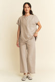 Round Neck Short Sleeve Top and Pants Set