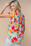 Short Sleeve Floral Woven Top