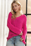 V-Neck Drop Shoulder Long Sleeve Sweater