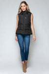 Snap and Zip Closure Hooded Vest