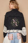 POL Crochet Patch Embroidered Button Up Jacket