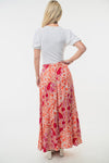 High Waisted Floral Woven Skirt