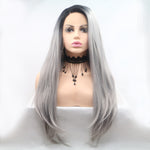 Lace Front Wigs Synthetic Long Straight 24" 130% Density