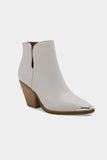 Pointed Metal-Tip Toe Block Heel Ankle Boots