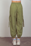 Elastic Waist Woven Cargo Pants