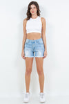 Distressed Frayed Denim High Waist Shorts