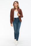 Faux Leather Biker Jacket with Side Zip Pockets