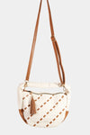 Tassel Detail Weave Semi Circle Bag