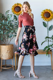 Floral Wrap Ruffle Hem Skirt