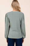 Round Neck Long Sleeve Rib Knit Top