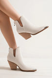 Pointed Metal-Tip Toe Block Heel Ankle Boots