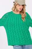 Cable-Knit Long Sleeve Sweater