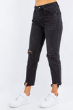 Distressed Cropped Straight High Waist Jeans