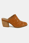 Woven Checkerboard Block Heel Mule Shoes