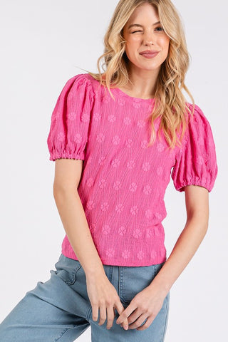 Flower Pattern Round Neck Short Sleeve Top