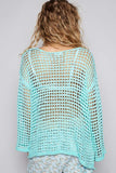 POL Side Slit Openwork Long Sleeve Knit Cover-Up