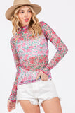 Floral Mesh Long Sleeve Top