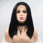 Lace Front Wigs Synthetic Mid-length Straight 12" 130% Density