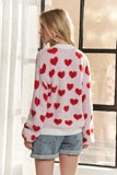 Fuzzy Heart Button Down Cardigan