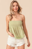 Fringed Hem Smocked Cami