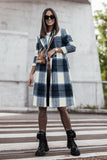 Plaid Button Up Lapel Collar Coat