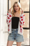 Fuzzy Heart Button Down Cardigan