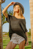 V-Neck Short Sleeve Knit Top