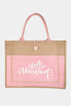 Hello Weekend Burlap Tote Bag