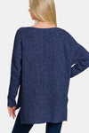 High-Low Center Seam V-Neck Sweater