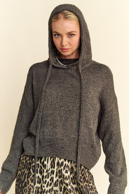 Drop Shoulder Long Sleeve Hooded Sweater