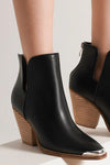 Pointed Metal-Tip Toe Block Heel Ankle Boots