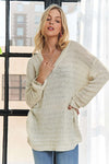 V-Neck Drop Shoulder Long Sleeve Sweater